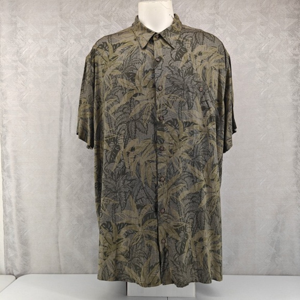 Foundry Supply‎ Shirt Mens 3XL XXXL Green Hawaiian Tropical Lightweight Rayon